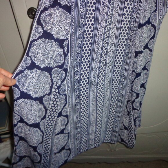 Fashion Fuse A-Line Sundress S Sleeveless Button Closure Floral Navy/White Pocke - Picture 11 of 13